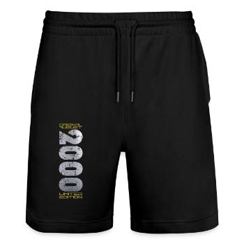 24ème Anniversaire Original Août 2000 Millésime 2000 - Short de jogging bio TRAINER Stanley/Stella unisexe - noir - Devant - Nik (191cm) & Marisol (170cm)
