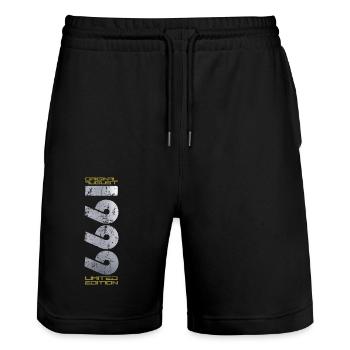 25ème Anniversaire Original Août 1999 Millésime 1999 - Short de jogging bio TRAINER Stanley/Stella unisexe - noir - Devant - Nik (191cm) & Marisol (170cm)