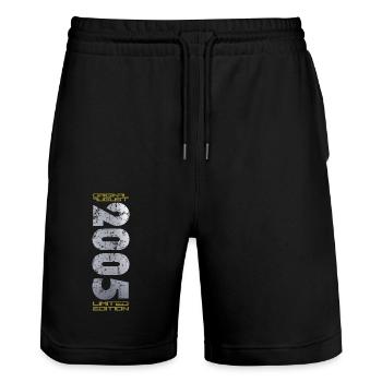 20. Geburtstag Original August 2005 Jahrgang 2005 - Stanley/Stella Unisex Bio Joggingshorts Trainer  - Schwarz - Vorne - Nik (191cm) & Marisol (170cm)