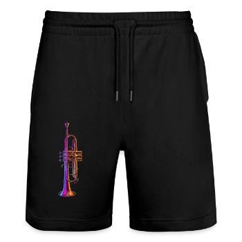Trumpet - Stanley/Stella Trainer Unisex Organic Jogging Shorts - black - Front - Nik (191cm) & Marisol (170cm)