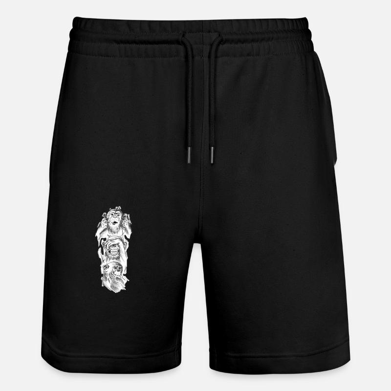 Three Monkeys - Stanley/Stella Trainer Unisex Organic Jogging Shorts - black