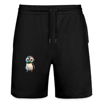 Roboter Pinguin - Stanley/Stella Unisex Bio Joggingshorts Trainer  - Schwarz - Vorne - Nik (191cm) & Marisol (170cm)