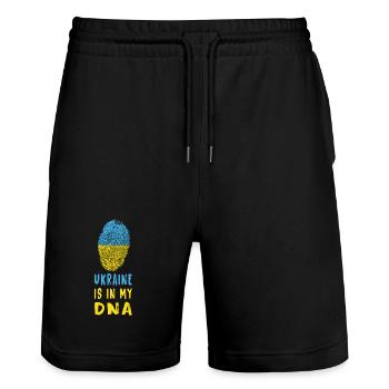 L'Ukraine est dans mon ADN/idée cadeau - Short de jogging bio TRAINER Stanley/Stella unisexe - noir - Devant - Nik (191cm) & Marisol (170cm)