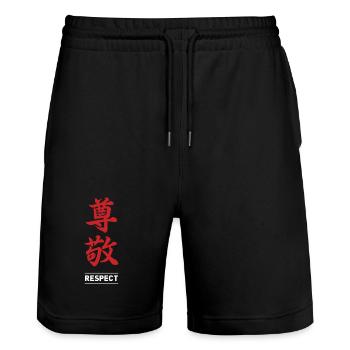 Respect 2 - Short de jogging bio TRAINER Stanley/Stella unisexe - noir - Devant - Nik (191cm) & Marisol (170cm)