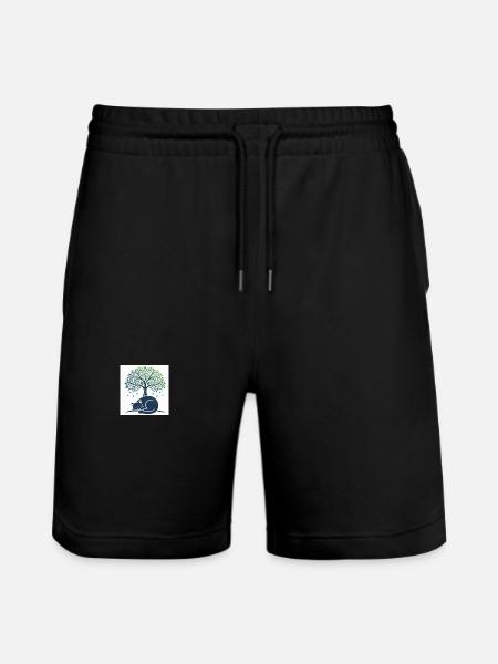 Sleeper cat under tree swirl - Stanley/Stella Trainer Unisex Organic Jogging Shorts - black