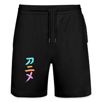 Anime (Animation) Japanese Characters -INK - Stanley/Stella Trainer Unisex Organic Jogging Shorts - black - Front - Nik (191cm) & Marisol (170cm)