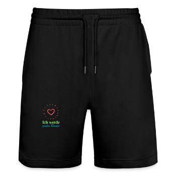 Ich werde großer Bruder mit einer Schwester - Stanley/Stella Unisex Bio Joggingshorts Trainer  - Schwarz - Vorne - Nik (191cm) & Marisol (170cm)