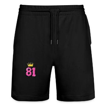 81 Number Jersey Crown - Stanley/Stella Trainer Unisex Organic Jogging Shorts - black - Front - Nik (191cm) & Marisol (170cm)