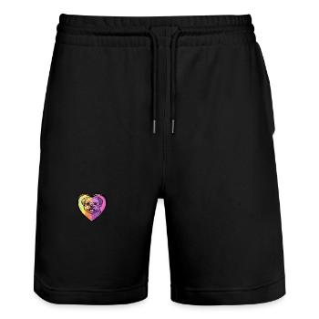 Chow Chow Hund Herz Love - Stanley/Stella Unisex Bio Joggingshorts Trainer  - Schwarz - Vorne - Nik (191cm) & Marisol (170cm)