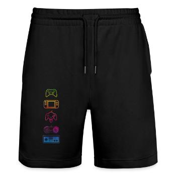 Classic Gaming controllers - Stanley/Stella Trainer Unisex Organic Jogging Shorts - black - Front - Nik (191cm) & Marisol (170cm)