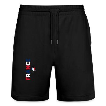 FRANCE flag and emblem of France. Endure - Stanley/Stella Trainer Unisex Organic Jogging Shorts - black - Front - Nik (191cm) & Marisol (170cm)