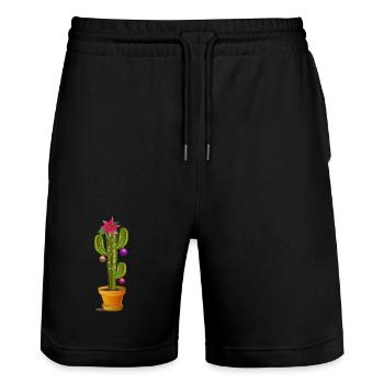 Poinsettia de cactus décoré de Noël - Short de jogging bio TRAINER Stanley/Stella unisexe - noir - Devant - Nik (191cm) & Marisol (170cm)