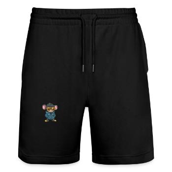 Maus Winter Comic - Stanley/Stella Unisex Bio Joggingshorts Trainer  - Schwarz - Vorne - Nik (191cm) & Marisol (170cm)