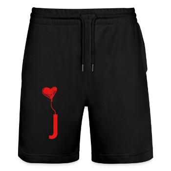 Letter j heart - Stanley/Stella Trainer Unisex Organic Jogging Shorts - black - Front - Nik (191cm) & Marisol (170cm)
