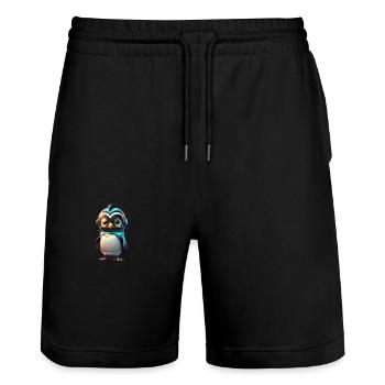 Robot Penguin - Stanley/Stella Trainer Unisex Organic Jogging Shorts - black - Front - Nik (191cm) & Marisol (170cm)