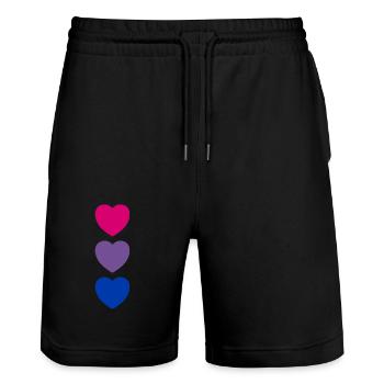 Herzen Bi Flagge Farben Subtiler Stolz - Stanley/Stella Unisex Bio Joggingshorts Trainer  - Schwarz - Vorne - Nik (191cm) & Marisol (170cm)