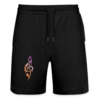 Chute de couleur de la clé de musique - musique de clé de sol - Short de jogging bio TRAINER Stanley/Stella unisexe - noir - Devant - Nik (191cm) & Marisol (170cm)