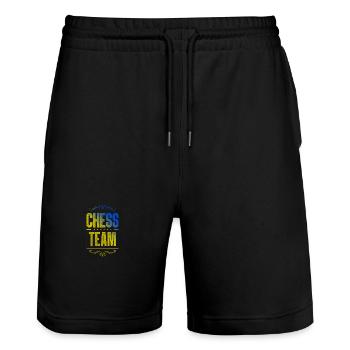 Chess Crew - Stanley/Stella Trainer Unisex Organic Jogging Shorts - black - Front - Nik (191cm) & Marisol (170cm)