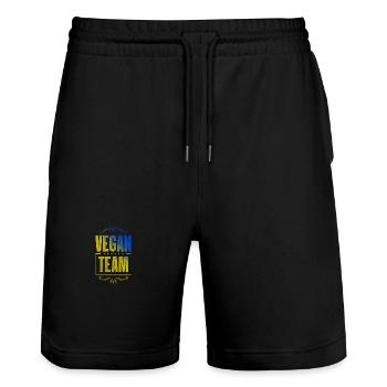 Vegan Crew - Stanley/Stella Unisex Bio Joggingshorts Trainer  - Schwarz - Vorne - Nik (191cm) & Marisol (170cm)