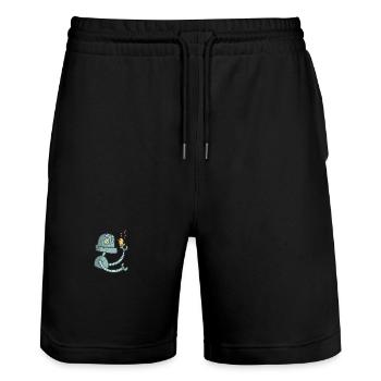 Roboter mit Vogel - Stanley/Stella Unisex Bio Joggingshorts Trainer  - Schwarz - Vorne - Nik (191cm) & Marisol (170cm)