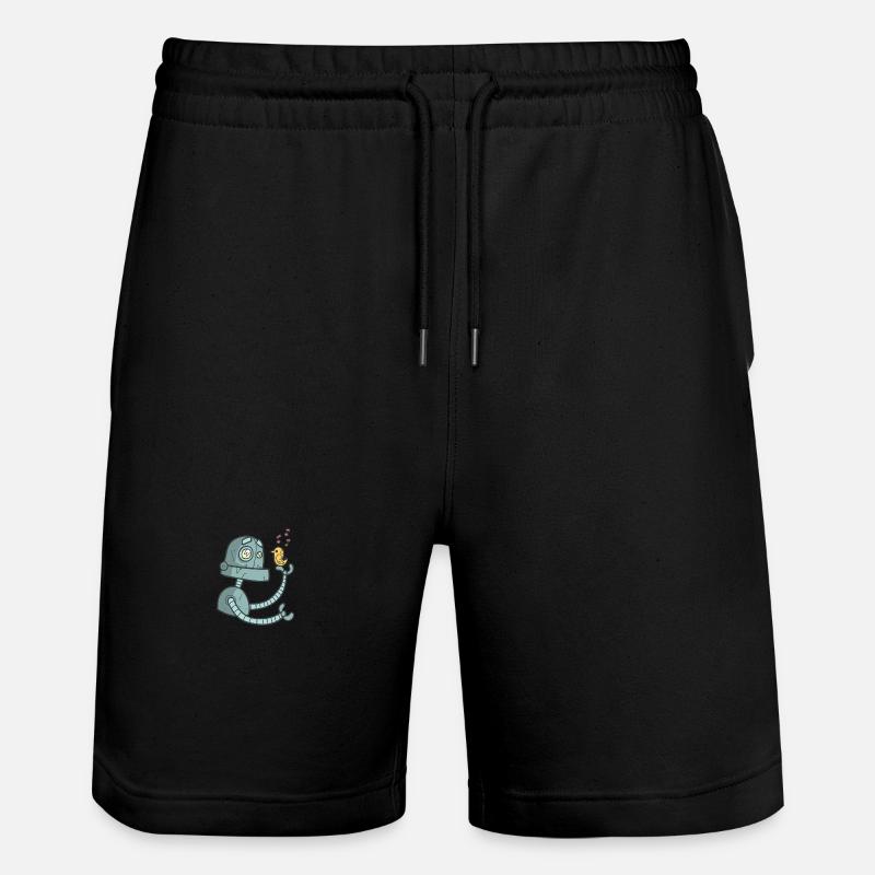 Roboter mit Vogel - Stanley/Stella Unisex Bio Joggingshorts Trainer  - Schwarz