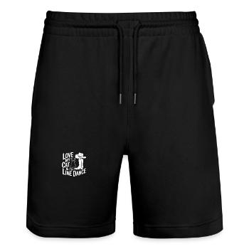 Ich liebe meine Katzen und Line Dance - Stanley/Stella Unisex Bio Joggingshorts Trainer  - Schwarz - Vorne - Nik (191cm) & Marisol (170cm)