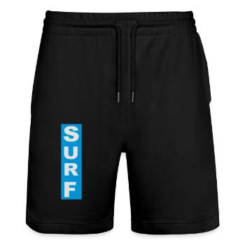 Surf - Stanley/Stella Trainer Unisex Organic Jogging Shorts - black - Front - Nik (191cm) & Marisol (170cm)