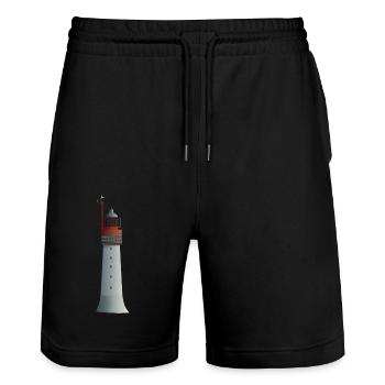 Phare de Grand Jardin - Saint-Malo - Short de jogging bio TRAINER Stanley/Stella unisexe - noir - Devant - Nik (191cm) & Marisol (170cm)