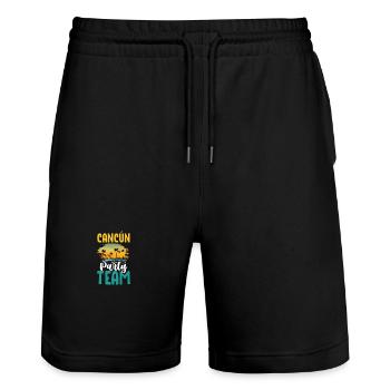 Cancun Party Team - Stanley/Stella Trainer Unisex Organic Jogging Shorts - black - Front - Nik (191cm) & Marisol (170cm)