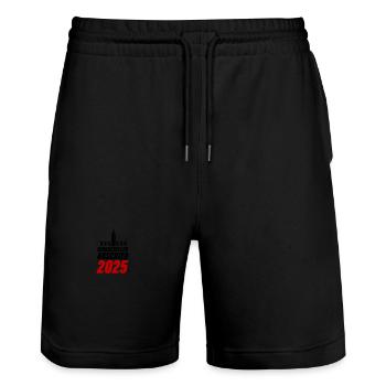 Junggesellen Abschied 2025 - Stanley/Stella Unisex Bio Joggingshorts Trainer  - Schwarz - Vorne - Nik (191cm) & Marisol (170cm)