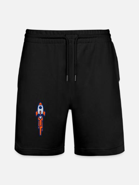 Launching Rocket Silhouette - Stanley/Stella Trainer Unisex Organic Jogging Shorts - black