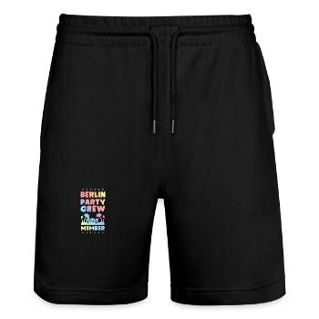 Berlin Party Crew - Stanley/Stella Trainer Unisex Organic Jogging Shorts - black - Front - Nik (191cm) & Marisol (170cm)