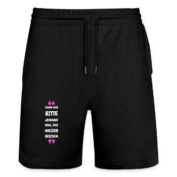 Kann mir bitte jemand das Wasser reichen? - Stanley/Stella Unisex Bio Joggingshorts Trainer  - Schwarz - Vorne - Nik (191cm) & Marisol (170cm)