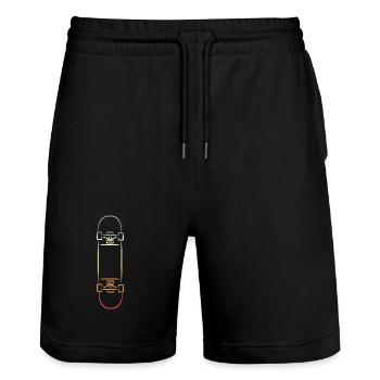 Vintage Skateboard Drawing - Stanley/Stella Trainer Unisex Organic Jogging Shorts - black - Front - Nik (191cm) & Marisol (170cm)