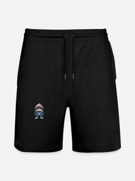 Bulldog Dog Winter Comic - Stanley/Stella Trainer Unisex Organic Jogging Shorts - black