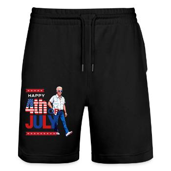Hilarious 4th of July Celebration: Funny Joe Biden - Stanley/Stella Trainer Unisex Organic Jogging Shorts - black - Front - Nik (191cm) & Marisol (170cm)