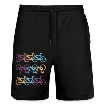 Fahrrad - Stanley/Stella Unisex Bio Joggingshorts Trainer  - Schwarz - Vorne - Nik (191cm) & Marisol (170cm)