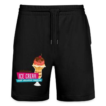 Sommer - Stanley/Stella Unisex Bio Joggingshorts Trainer  - Schwarz - Vorne - Nik (191cm) & Marisol (170cm)