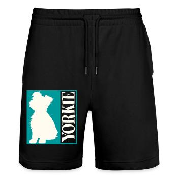 Yorkie Yorkshire Terrier Silhouette - Short de jogging bio TRAINER Stanley/Stella unisexe - noir - Devant - Nik (191cm) & Marisol (170cm)