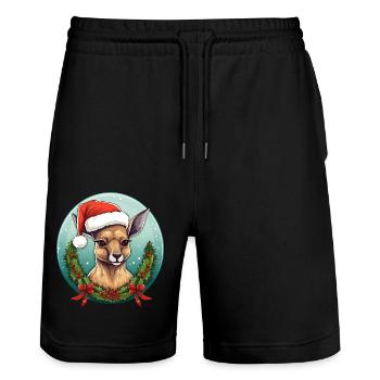 Känguru Weihnachten - Stanley/Stella Unisex Bio Joggingshorts Trainer  - Schwarz - Vorne - Nik (191cm) & Marisol (170cm)