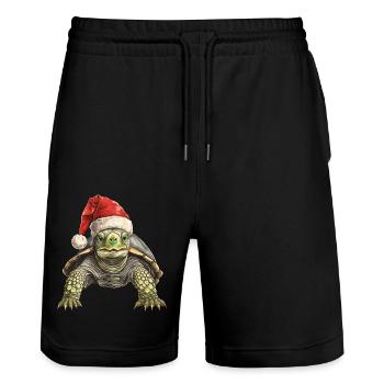 Tortues Noël - Short de jogging bio TRAINER Stanley/Stella unisexe - noir - Devant - Nik (191cm) & Marisol (170cm)