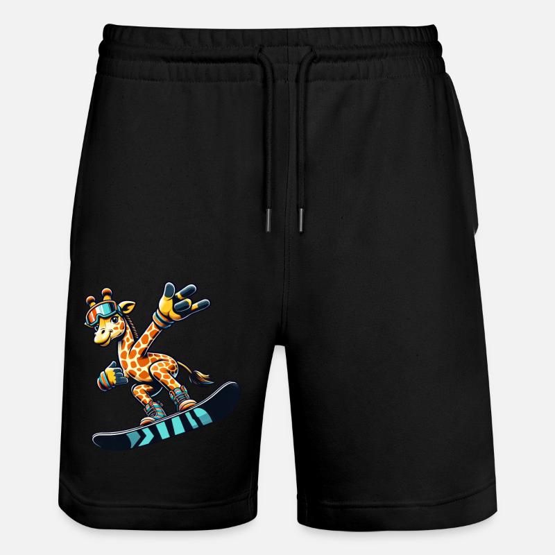 Girafe cool sur le snowboard - Short de jogging bio TRAINER Stanley/Stella unisexe - noir