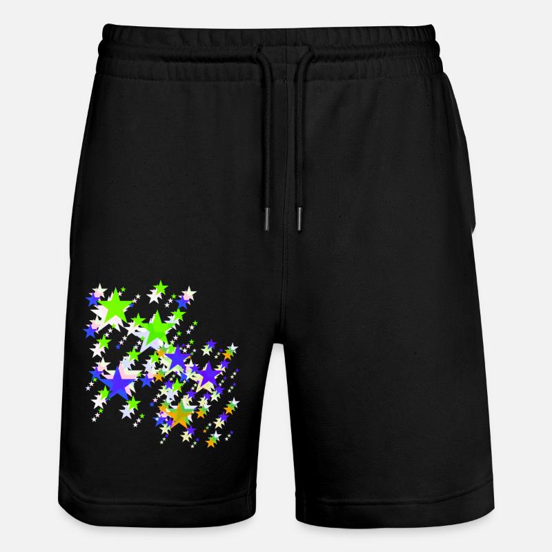 Sterne,stern, bunte Sterne - Stanley/Stella Unisex Bio Joggingshorts Trainer  - Schwarz