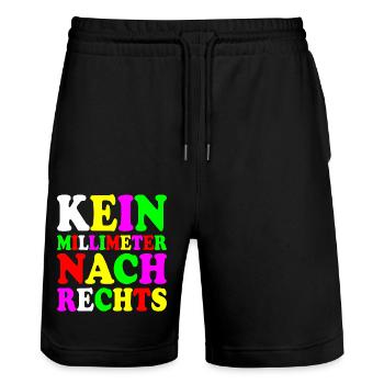 kein millimeter nach rechts - Stanley/Stella Unisex Bio Joggingshorts Trainer  - Schwarz - Vorne - Nik (191cm) & Marisol (170cm)