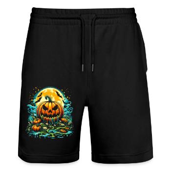 Citrouille Halloween - Short de jogging bio TRAINER Stanley/Stella unisexe - noir - Devant - Nik (191cm) & Marisol (170cm)