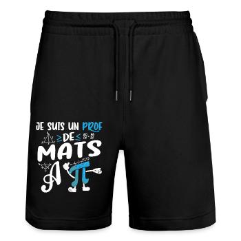 Prof de Maths Happy Cadeau Drôle Mathématicien - Short de jogging bio TRAINER Stanley/Stella unisexe - noir - Devant - Nik (191cm) & Marisol (170cm)