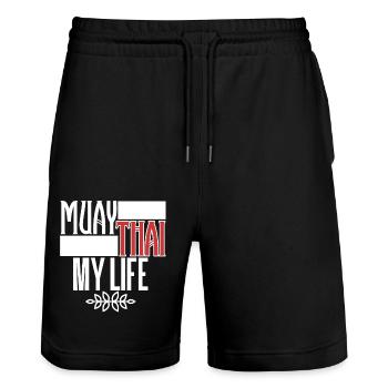 Muay thai - Stanley/Stella Trainer Unisex Organic Jogging Shorts - black - Front - Nik (191cm) & Marisol (170cm)