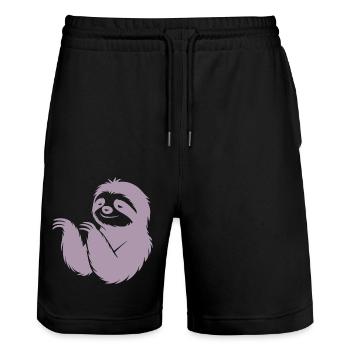 Cool Sloth Silhouette Portrait Face Head - Stanley/Stella Trainer Unisex Organic Jogging Shorts - black - Front - Nik (191cm) & Marisol (170cm)