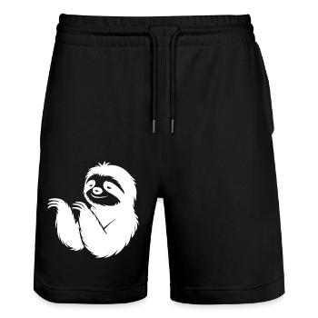 Cool Sloth Silhouette Portrait Face Head - Stanley/Stella Trainer Unisex Organic Jogging Shorts - black - Front - Nik (191cm) & Marisol (170cm)