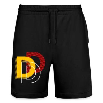 Buchstabe D Typo Geschenke - Stanley/Stella Unisex Bio Joggingshorts Trainer  - Schwarz - Vorne - Nik (191cm) & Marisol (170cm)